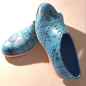 New Biion Golf Shoes Unisex Sky Blue with Palm Trees